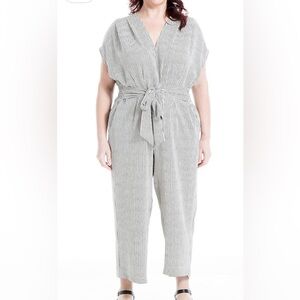 Max Studio Black and White Striped Jumpsuit